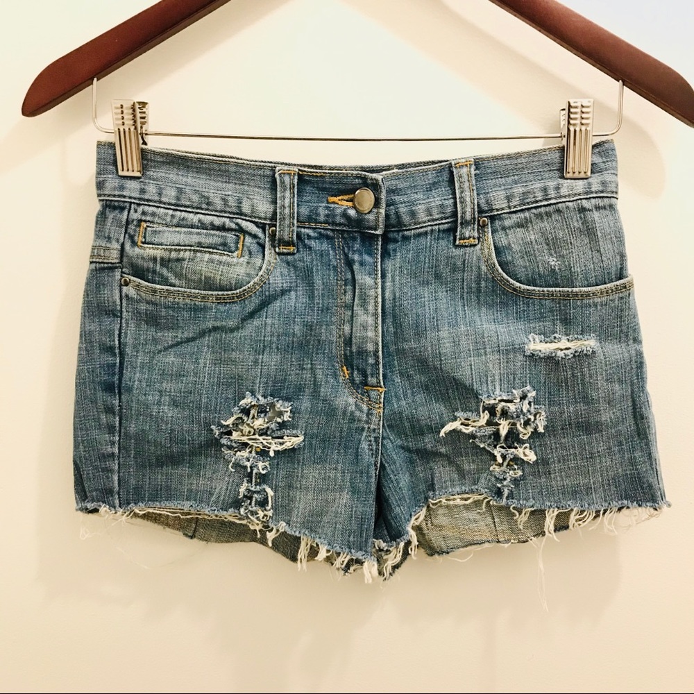 Yaya Aflalo Cut Off Denim Shorts 26 destroyed fray